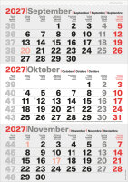 3-Monatskalender 2027 - 24 x 45 cm