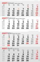 4-Monatskalender 2027 - 30 x 60 cm