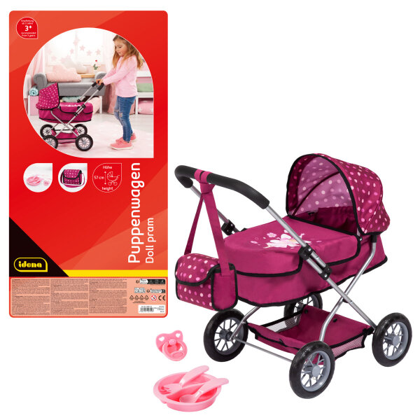 Puppenwagen - Smarty mit Tasche und Korb, 58 x 37,5 x 57 cm