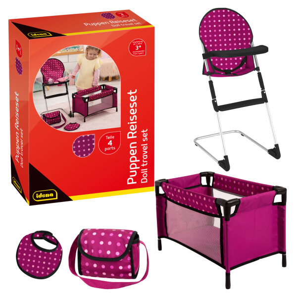 Puppen Reiseset mit Tasche und Zubehör, 5 Teile