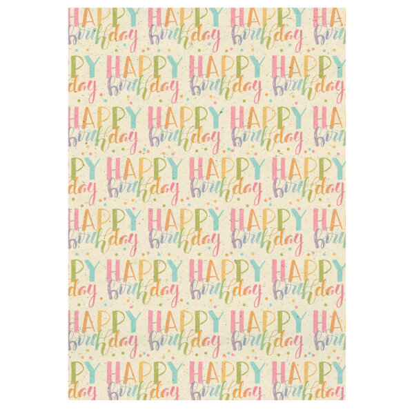 Geschenkpapier - Happy Birthday, 70 cm x 2 m, Gras/Recycling