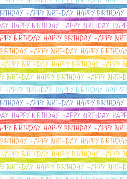 Geschenkpapier Happy Birthday Regenbogenfarben 70cmx2m