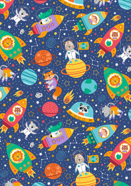 Geschenkpapier - Kosmos Tiere, 70 cm x 2 m