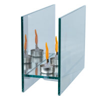 Idena LED Dekolicht - 3 Kerzen, im Glas, dunkelbraun, 18 x 6.2 x 12 cm