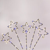 Idena LED Leuchtstab - 5 Sterne, schwarz, 45/52 cm, Metall, warmweiß/weiß, funkelnd, 6h Timer, Innen/Außen