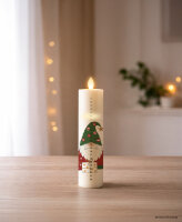 Idena LED Adventskalender - Echtwachskerze, Flackerlicht, weiß, Ø5 x 27 cm, 6h Timer, Fernbedienung