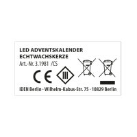 Idena LED Adventskalender - Echtwachskerze, Flackerlicht, weiß, Ø5 x 27 cm, 6h Timer, Fernbedienung