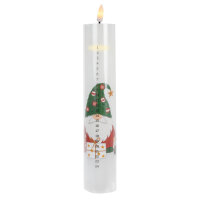 Idena LED Adventskalender - Echtwachskerze, Flackerlicht, weiß, Ø5 x 27 cm, 6h Timer, Fernbedienung