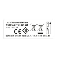 Idena LED Adventskalender - 2er Set, Echtwachskerze, Flackerlicht, weiß, Ø2 x 24 cm, 6h Timer, Fernbedienung