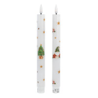 Idena LED Adventskalender - 2er Set, Echtwachskerze, Flackerlicht, weiß, Ø2 x 24 cm, 6h Timer, Fernbedienung