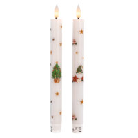 Idena LED Adventskalender - 2er Set, Echtwachskerze, Flackerlicht, weiß, Ø2 x 24 cm, 6h Timer, Fernbedienung
