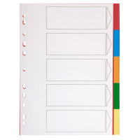Register, 5-teilig, DIN A4, aus PP, volldeckend, farbig