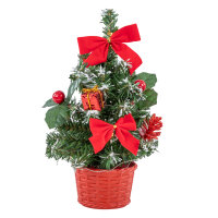 Idena Deko Weihnachtsbaum - geschmückt, 6h-Timer, rot, 20 cm