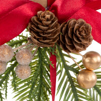 Idena Dekoanhänger - Weihnachtstannenzweig, mit Schleife und 1 Glocke, rot, 20 cm