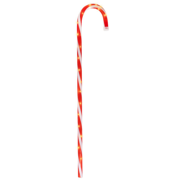 Idena LED Zuckerstange - 20 LED, warmweiß, 6h Timer, 5 Licht Modi, rot, 75 cm, für Innen, batteriebetrieben