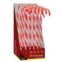 Idena LED Zuckerstange - 20 LED, warmweiß, 6h Timer, 5 Licht Modi, rot, 75 cm, für Innen, batteriebetrieben