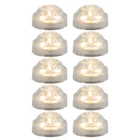 Idena Deko Lichter - 3 LED, warmweiß, wasserfest, silber, Ø3 x 2,4 cm, 10 Stück, Teelichter, batteriebetrieben