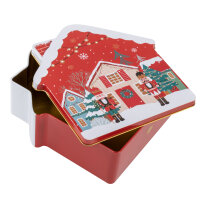 Keksdose Weihnachten Haus mit Schornstein, 16,5 x 17,5 x 5,5 cm