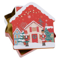 Keksdose Weihnachten Haus mit Schornstein, 16,5 x 17,5 x 5,5 cm