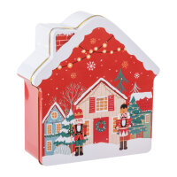 Keksdose Weihnachten Haus mit Schornstein, 16,5 x 17,5 x 5,5 cm