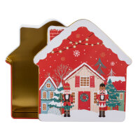 Keksdose Weihnachten Haus mit Schornstein, 16,5 x 17,5 x 5,5 cm