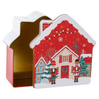 Keksdose Weihnachten Haus mit Schornstein, 16,5 x 17,5 x 5,5 cm