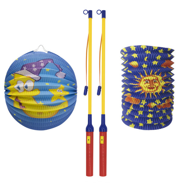 Idena Sankt Martin Set Boys and Girls - 4-teilig, 2 LED Laternenstäbe & 2 Lampions