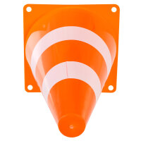 Vier orange-weiße Pylonen mit einer Größe von 24 x 13,5 cm für Baustellen und Events