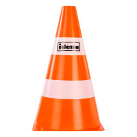 Vier orange-weiße Pylonen mit einer Größe von 24 x 13,5 cm für Baustellen und Events