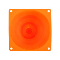 Vier orange-weiße Pylonen mit einer Größe von 24 x 13,5 cm für Baustellen und Events