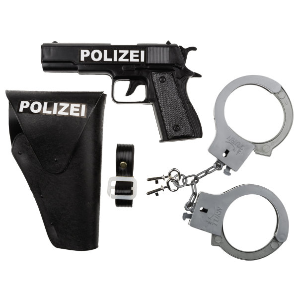 Polizei-Set - 3-teilig, mit Pistole, Halfter und Handschellen