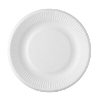 Ein Set aus 20 Papptellern mit einem Durchmesser von 23 cm, hergestellt aus FSC-Mix Material in fröhlichem Design