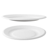 Ein Set aus 20 Papptellern mit einem Durchmesser von 23 cm, hergestellt aus FSC-Mix Material in fröhlichem Design