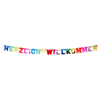 Bunte Partygirlande Herzlich Willkommen mit einer Länge von ca 2,10 m und FSC Mix Zertifizierung