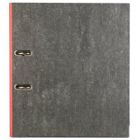 Roter Ordner mit Wolkenmarmor-Muster in DIN A4 Format und 8 cm Rückenbreite.