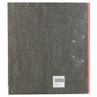 Roter Ordner mit Wolkenmarmor-Muster in DIN A4 Format und 8 cm Rückenbreite.