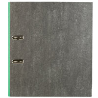 Grüner Ordner im Wolkenmarmor-Design aus FSC-Mix in DIN A4 mit 8 cm Rückenbreite.