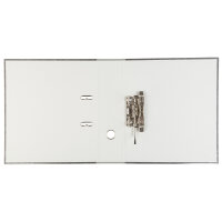 DIN A4 Ordner in Wolkenmarmor-Design mit grauem 8 cm Rücken und FSC-Mix-Zertifizierung.