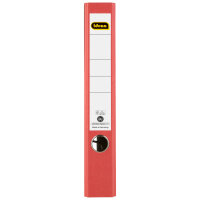 Roter Ordner mit Wolkenmarmor-Muster in DIN A4-Format und 5 cm Rückenbreite aus FSC-Mix.