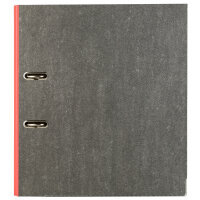 Roter Ordner mit Wolkenmarmor-Muster in DIN A4-Format und 5 cm Rückenbreite aus FSC-Mix.