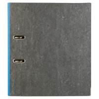 Blauer Ordner mit Wolkenmarmor-Design, FSC-Mix zertifiziert, DIN A4 Format, 5 cm Rückenbreite.