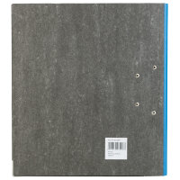 Blauer Ordner mit Wolkenmarmor-Design, FSC-Mix zertifiziert, DIN A4 Format, 5 cm Rückenbreite.