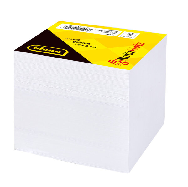 Notizklotz mit 800 Blatt in 9 x 9 cm, kopfgeleimt, weiß, FSC Mix zertifiziert