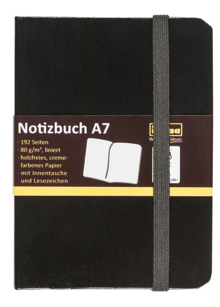 Notizbuch - liniert, DIN A7, FSC® Mix, Hardcover, 80 g/m²