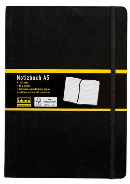 Notizbuch - liniert, DIN A5, FSC® Mix, Hardcover, 80 g/m²