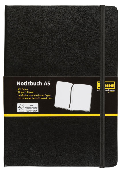 Notizbuch - blanko, DIN A5, FSC® Mix, Hardcover, 80 g/m²