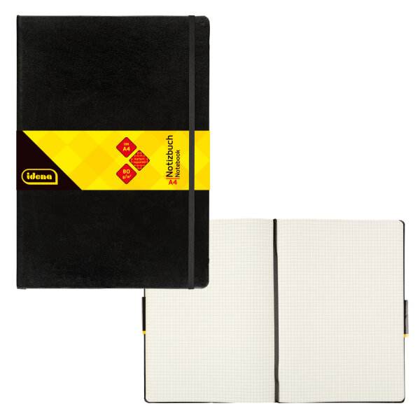 Kariertes DIN A4-Notizbuch mit Hardcover und 80 g/m² Papier
