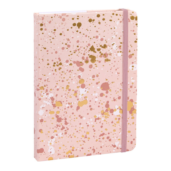 Notizbuch in Roségold mit glitzerndem Einband, karierten Seiten und FSC-Mix-Zertifizierung