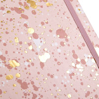 Notizbuch in Roségold mit glitzerndem Einband, karierten Seiten und FSC-Mix-Zertifizierung