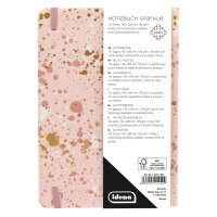 Notizbuch in Roségold mit glitzerndem Einband, karierten Seiten und FSC-Mix-Zertifizierung